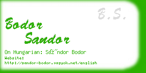 bodor sandor business card